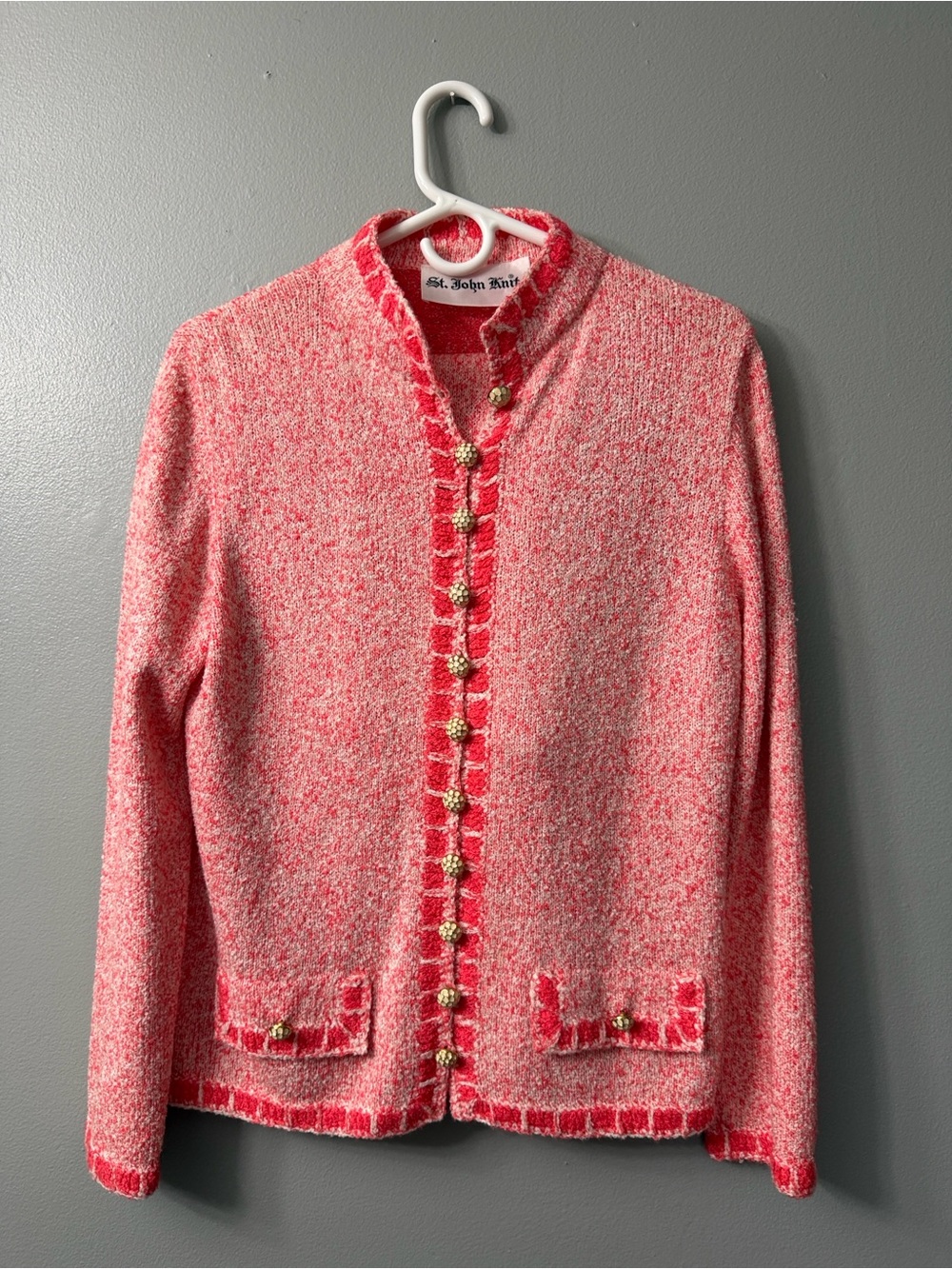 St. John Collection Pink Tweed Button-Front suit Jacket